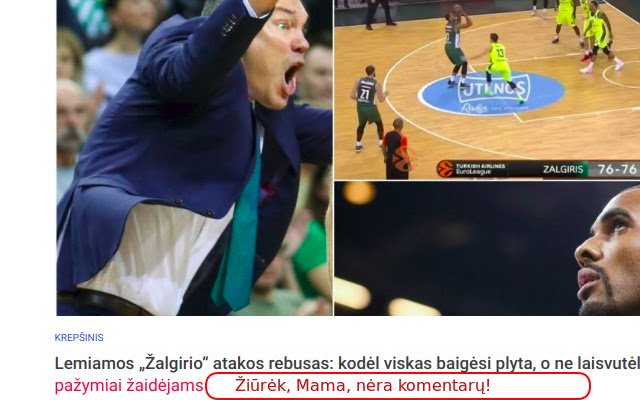 Žiūrėk, Mama, nėra komentarų!  from Chrome web store to be run with OffiDocs Chromium online