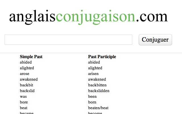Onregelmatige Engelse werkwoorden uit de Chrome-webwinkel die online met OffiDocs Chromium kunnen worden uitgevoerd