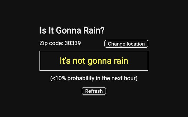 Is It Gonna Rain?  from Chrome web store to be run with OffiDocs Chromium online