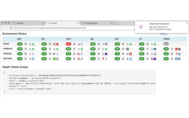 Is It Up  from Chrome web store to be run with OffiDocs Chromium online