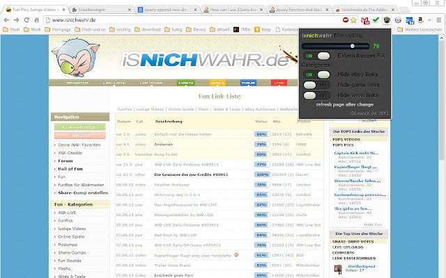 Isnichwahr.de Pro Addon từ cửa hàng Chrome trực tuyến sẽ chạy với OffiDocs Chrome trực tuyến