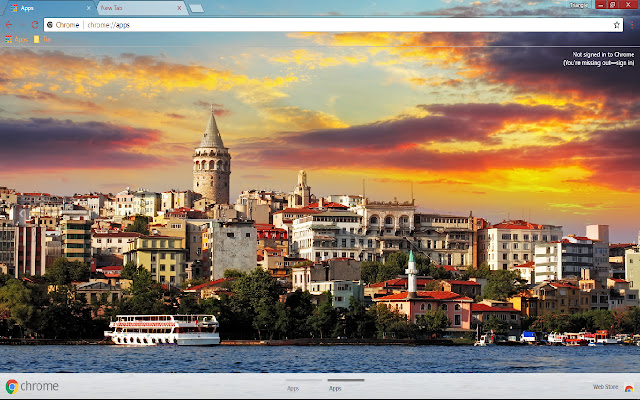 غروب الشمس المحيط بإسطنبول 1366 * 768 من متجر Chrome الإلكتروني ليتم تشغيله باستخدام OffiDocs Chromium عبر الإنترنت