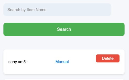 Item Manual Tracker  from Chrome web store to be run with OffiDocs Chromium online