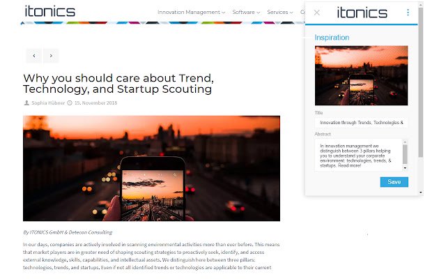 ITONICS Web Clipper  from Chrome web store to be run with OffiDocs Chromium online