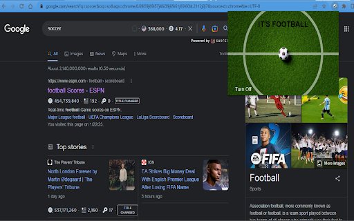 ITS FOOTBALL  from Chrome web store to be run with OffiDocs Chromium online