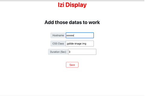 Izi Display  from Chrome web store to be run with OffiDocs Chromium online