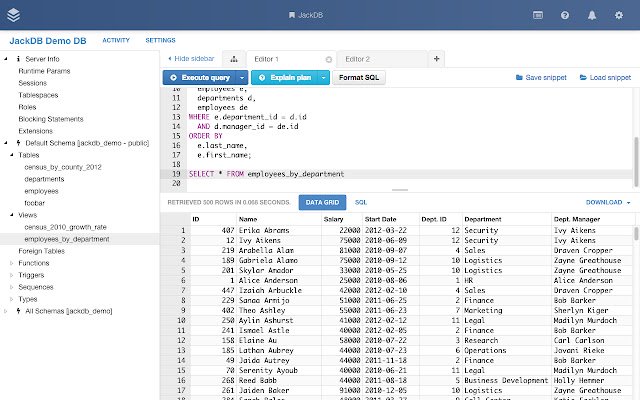 JackDB SQL Database Client  from Chrome web store to be run with OffiDocs Chromium online