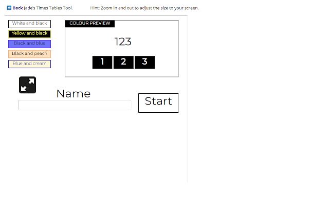 Jades Times Table Tool  from Chrome web store to be run with OffiDocs Chromium online