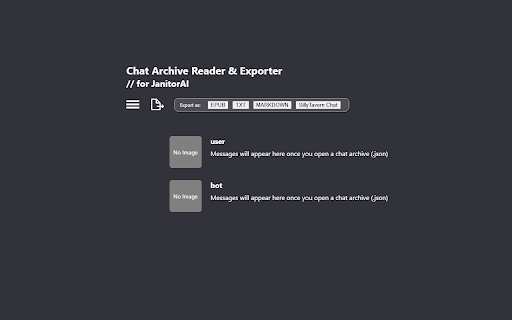 JanitorAI Chat Downloader, Reader  Exporter  from Chrome web store to be run with OffiDocs Chromium online