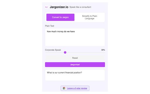 Jargonizer.io  from Chrome web store to be run with OffiDocs Chromium online