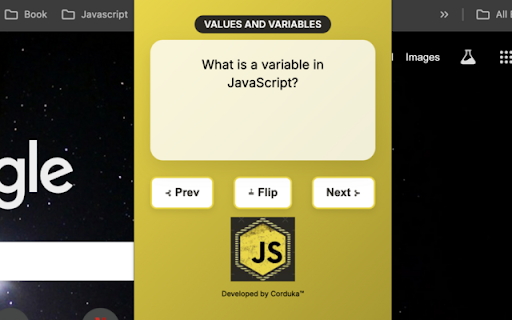 JavaScript Flashcards  from Chrome web store to be run with OffiDocs Chromium online