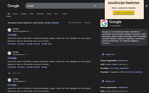 Javascript Toggle  from Chrome web store to be run with OffiDocs Chromium online