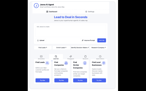 Jeeva AI Agent  from Chrome web store to be run with OffiDocs Chromium online