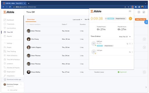 Jibble Time Tracker  from Chrome web store to be run with OffiDocs Chromium online
