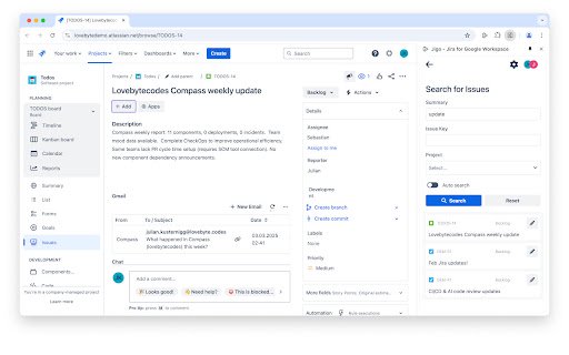 Jigo Jira for Google Workspace  from Chrome web store to be run with OffiDocs Chromium online