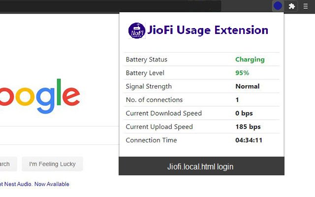 JioFi Local HtmlRouter Usage Extension  from Chrome web store to be run with OffiDocs Chromium online