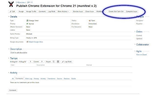 Jira Actions by Epic River  from Chrome web store to be run with OffiDocs Chromium online