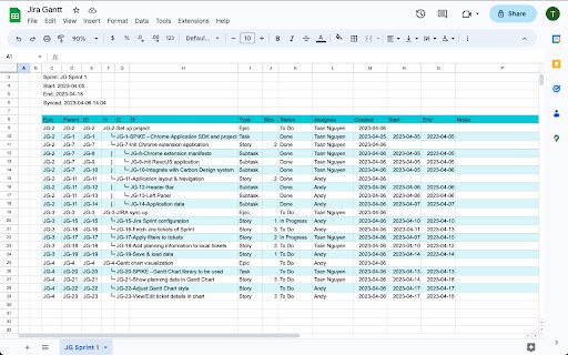 Jira Gantt  from Chrome web store to be run with OffiDocs Chromium online