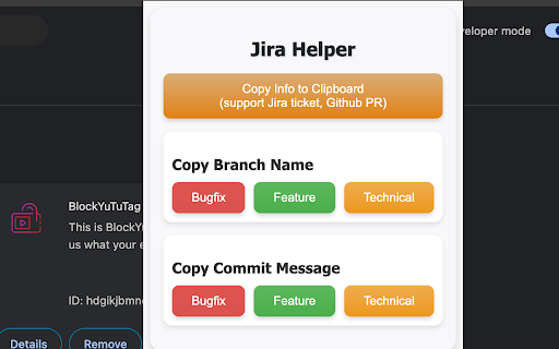 Jira git helper  from Chrome web store to be run with OffiDocs Chromium online