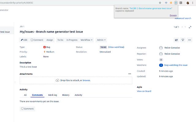 JIRA Issue Branch Name Generator da Chrome Web Store para ser executado com OffiDocs Chromium online