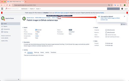 JIRA Link Copier  from Chrome web store to be run with OffiDocs Chromium online