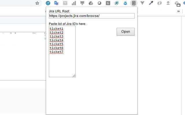Jira List Opener  from Chrome web store to be run with OffiDocs Chromium online