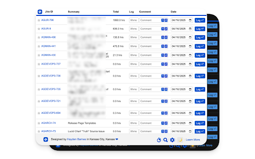 Jira Log Time  from Chrome web store to be run with OffiDocs Chromium online