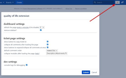 Jira, quality of life extension  from Chrome web store to be run with OffiDocs Chromium online