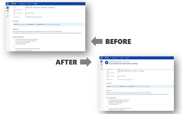 Chrome ウェブストアの Jira Sticky Header を OffiDocs Chromium online で実行