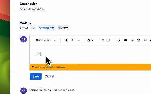 Jira Threaded Comments  from Chrome web store to be run with OffiDocs Chromium online
