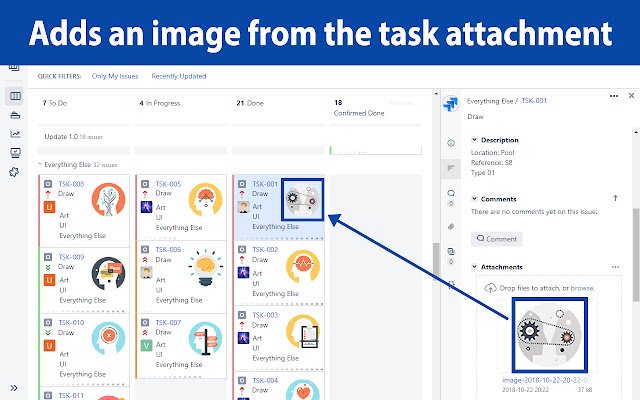 Jira Thumbnail  from Chrome web store to be run with OffiDocs Chromium online