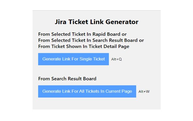 Chrome ウェブストアの Jira Ticket Link Generator を OffiDocs Chromium オンラインで実行