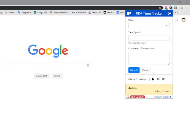 Chrome ウェブストアの JIRA Time Tracker を OffiDocs Chromium online で実行