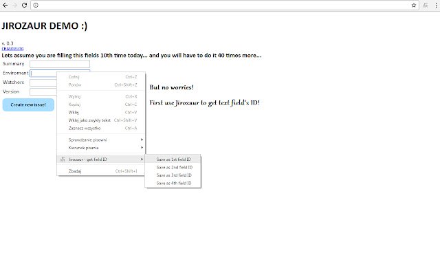 Jirozaur aus dem Chrome-Webshop wird mit OffiDocs Chromium online ausgeführt