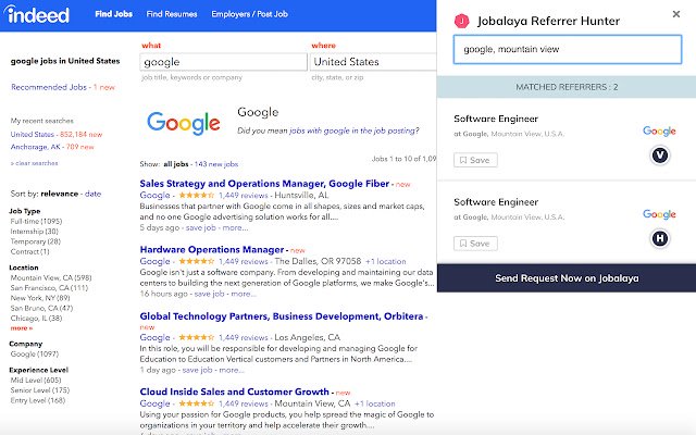 Jobalaya Referrer Hunter  from Chrome web store to be run with OffiDocs Chromium online