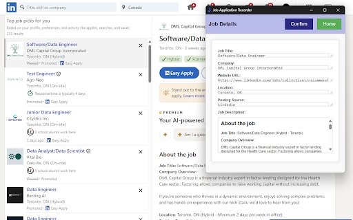 Job Application Recorder  from Chrome web store to be run with OffiDocs Chromium online