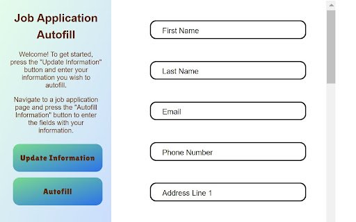 Job Connections Project Job Application Autofill Tool  from Chrome web store to be run with OffiDocs Chromium online