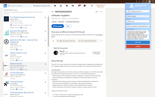 JobDetective  from Chrome web store to be run with OffiDocs Chromium online