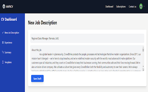 JobFitCV LinkedIn Extractor  from Chrome web store to be run with OffiDocs Chromium online