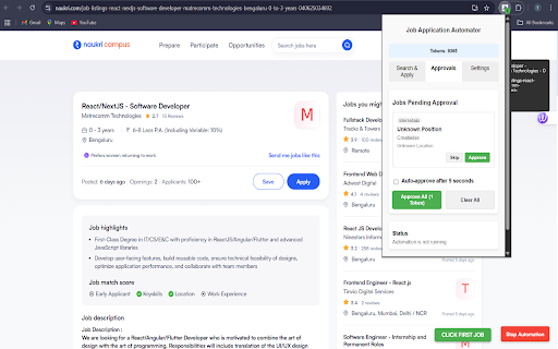 JobGenie  from Chrome web store to be run with OffiDocs Chromium online
