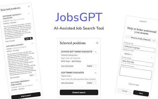 JobsGPT  from Chrome web store to be run with OffiDocs Chromium online
