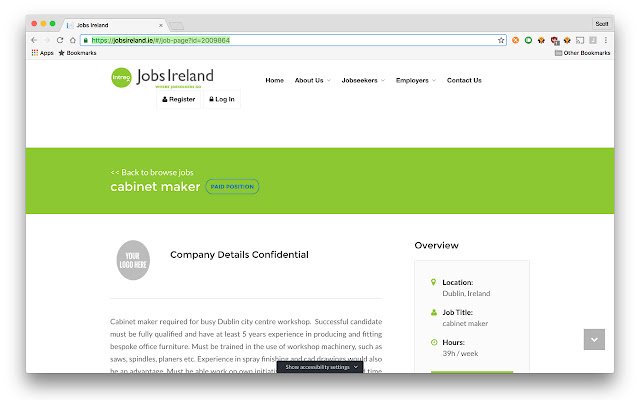 Jobs Ireland Bookmarker  from Chrome web store to be run with OffiDocs Chromium online