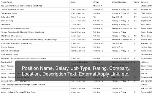 Jobs Scraper for Indeed  from Chrome web store to be run with OffiDocs Chromium online