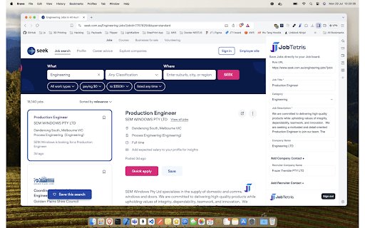 JobTetris Quick Add Job Tracker  from Chrome web store to be run with OffiDocs Chromium online