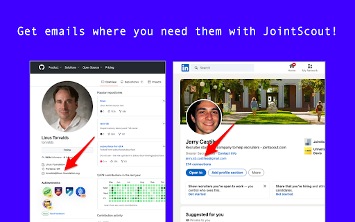 JointScout Find anyones email  from Chrome web store to be run with OffiDocs Chromium online