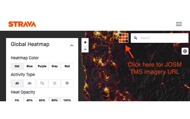 JOSM Strava Heatmap de la boutique en ligne Chrome à exécuter avec OffiDocs Chromium en ligne