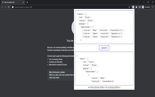 JSANIFY  from Chrome web store to be run with OffiDocs Chromium online