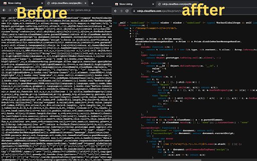 JS_Beautify,CSS_Beautify,HTML_Beautify  from Chrome web store to be run with OffiDocs Chromium online