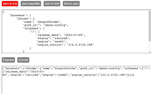 Json and Xml converter  from Chrome web store to be run with OffiDocs Chromium online
