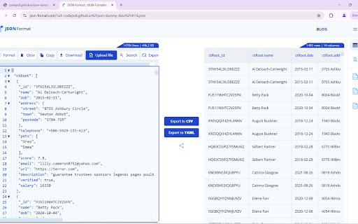 JSON Format  from Chrome web store to be run with OffiDocs Chromium online